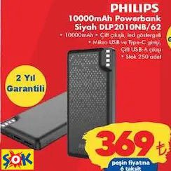 PHİLİPS 10000MAH POWERBANK SİYAH DLP2010NB/62
